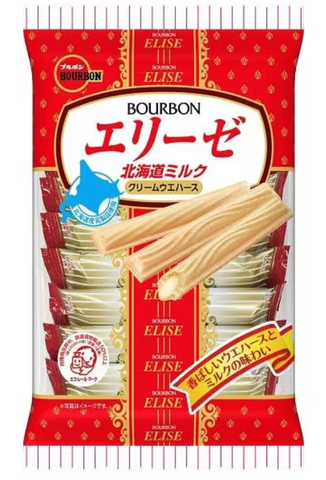 Bourbon Elise Wafers Hokkaido Milk cream flavor 16 sticks