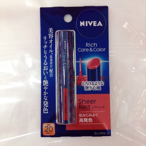 Nivea Rich Care & Color Sheer Red Lip Stick Baume non parfumé 2g