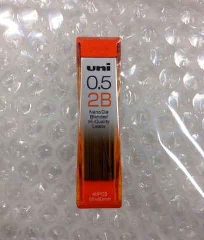 Recargas de grafite de lápis mecânico Uni Nano Dia 0,5 mm 2B preto 40 grafites
